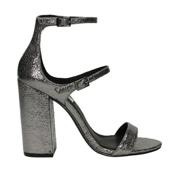 Steve Madden Parrson Pewter Ankle Strap‎ Heels in Metallic Size 8 - Picture 9 of 9